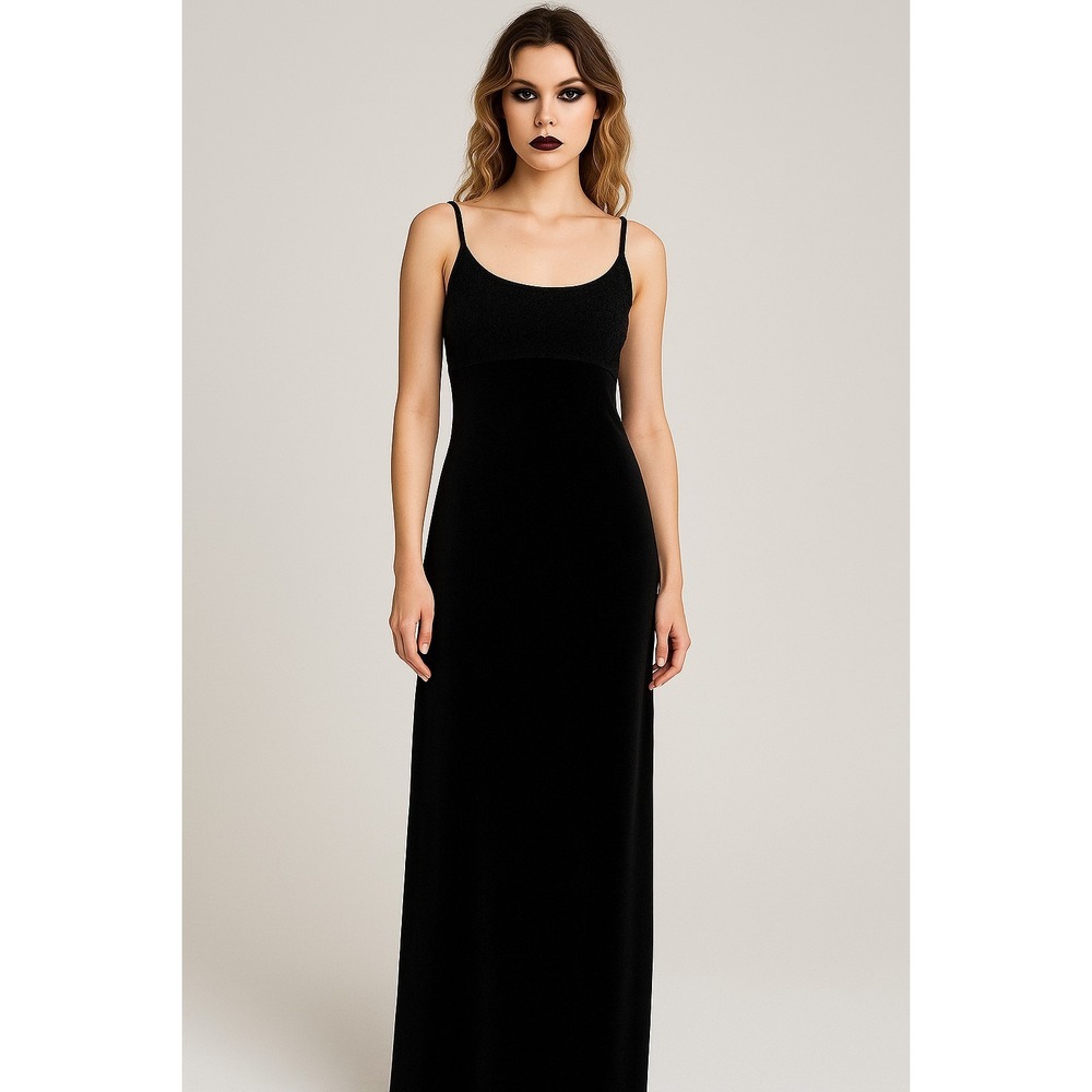 Charlotte‎ Russe M Vintage Y2K Dress Maxi Long Velvet Witchy Whimsigoth Babydoll